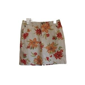 Eddie Bauer Stretch Orange floral mini skirt
